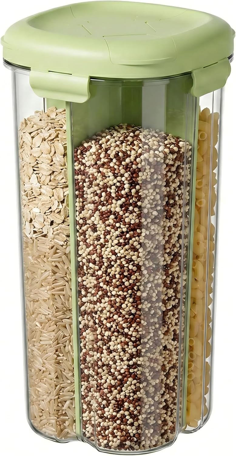 4 Compartment Airtight Cereal Storage Containers Set with Lids 2.9 Qt | Food Storage Jar, Pantry Organization, Pasta Cereal Dry Food, Stackable Pantry Storage Container, Nordic Style Storage