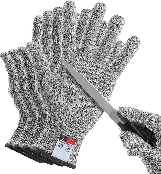 4 PCS (M+L) Cut Resistant Gloves Food Grade Level 5 Hand Protection,Kitchen Cut Gloves (Large+Medium)
