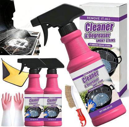 Fast-Acting Heavy-Duty Grill Degreaser Spray, No-stick BBQ Grill Cleaner Spray for Outdoor Grills, Heavy Duty Degreaser Cleaner for Grease, Oil, Burnt Food, Oven, Kitchen (2pc)