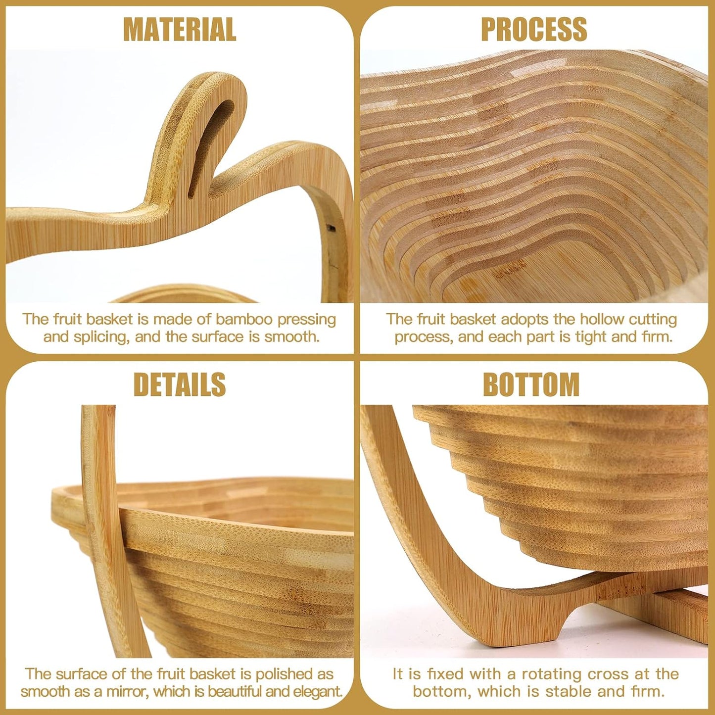 MYOSOTIS Foldable Fruit Basket Collapsible Bamboo Fruit and Veggie Basket Fruit Bowl Holder and Dried Fruit Basket For Holiday Party (Duck)