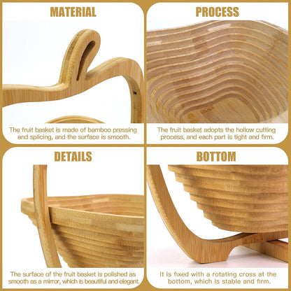 MYOSOTIS Foldable Fruit Basket Collapsible Bamboo Fruit and Veggie Basket Fruit Bowl Holder and Dried Fruit Basket For Holiday Party (Duck)