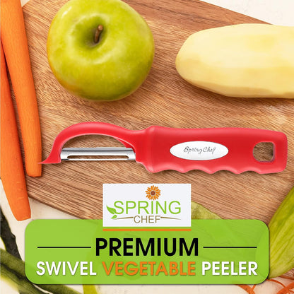 Spring Chef Premium Swivel Vegetable Peeler, Soft Grip Handle and Ultra Sharp Stainless Steel Blades - Perfect Kitchen Peeler For Veggie, Fruit, Potato, Carrot, Apple - Mango