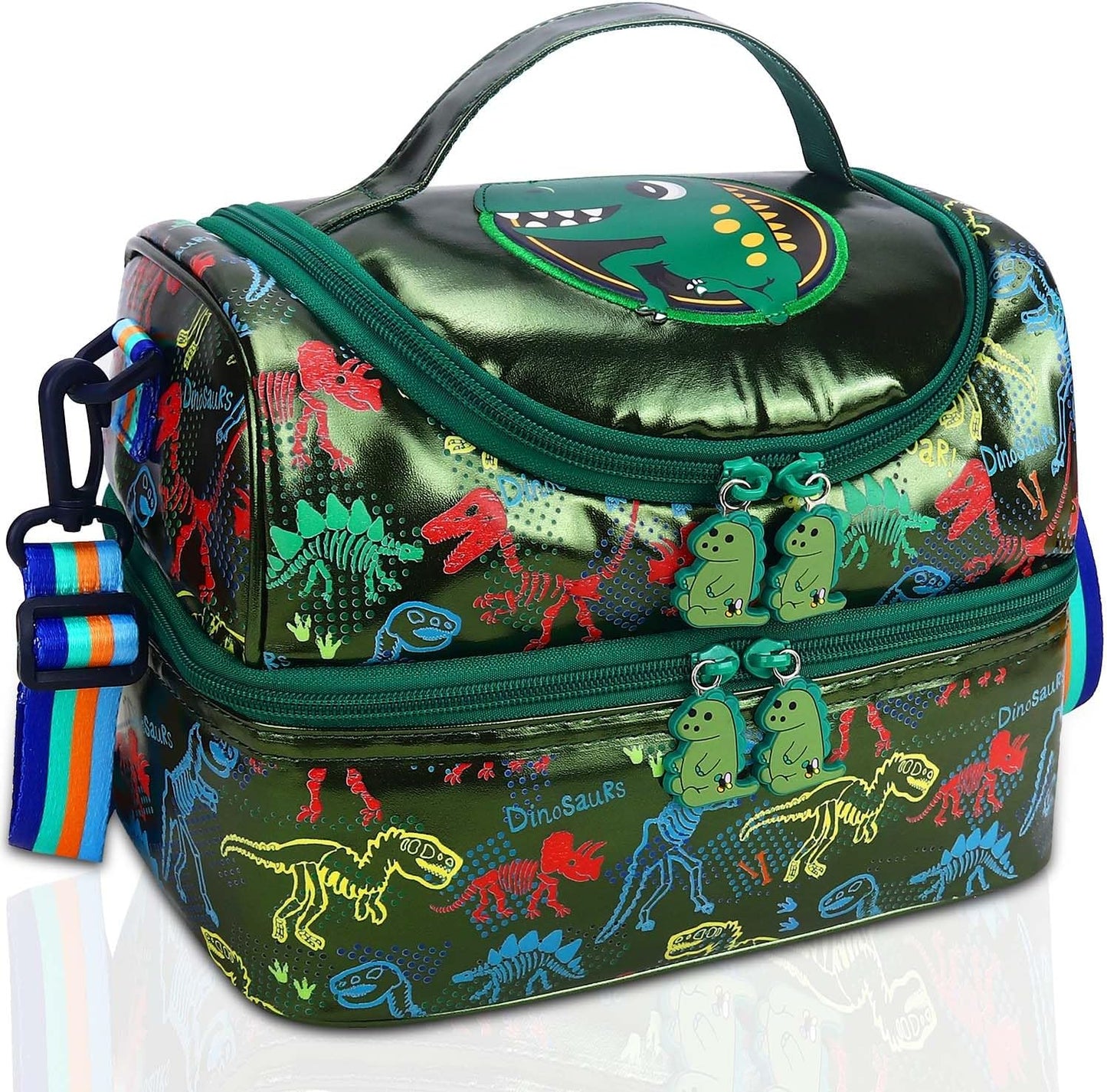 RHCPFOVR Kids Lunch Bag - Double - Decker Cooler Insulated Lunch Box for Boys Girls,Washable Lunch Bag with Strap and Reusable Toddler Lunchbox for School and Daycare