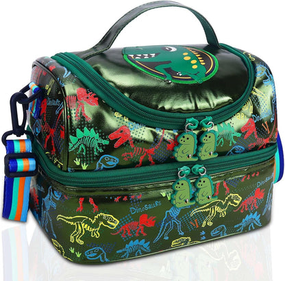 RHCPFOVR Kids Lunch Bag - Double - Decker Cooler Insulated Lunch Box for Boys Girls,Washable Lunch Bag with Strap and Reusable Toddler Lunchbox for School and Daycare