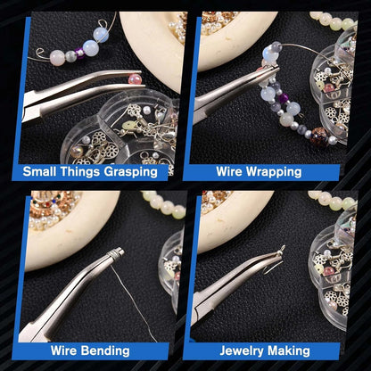SPEEDWOX Long Reach Bent Needle Nose Pliers With Smooth Jaw Angled Needle Nose Pliers For Jewelry Making Fish Bone Pliers Tweezers Bent Chain Nose Pliers For Wire Bending And Small Object Gripping