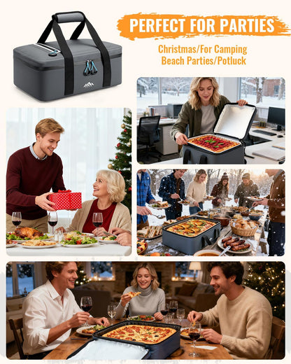Lekesky Insulated Casserole Carrier (Soft-Side) for Hot or Cold Food, Casserole Dish Bag Carrying Case - Lasagna Lugger Holder for Potluck/Picnic, Fits 9x13 & 11x15 Inch Baking Dish, Dark Gray