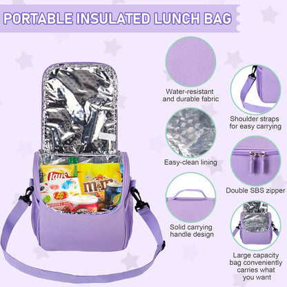 Bento Lunch Box for Kids with 17oz Soup Thermo,Insulated Tumbler Water Bottle and Insulated Lunch Bag,Leak-Proof 3 Compartment Lunch Food Container with Ice Pack for Kids to School-Horse