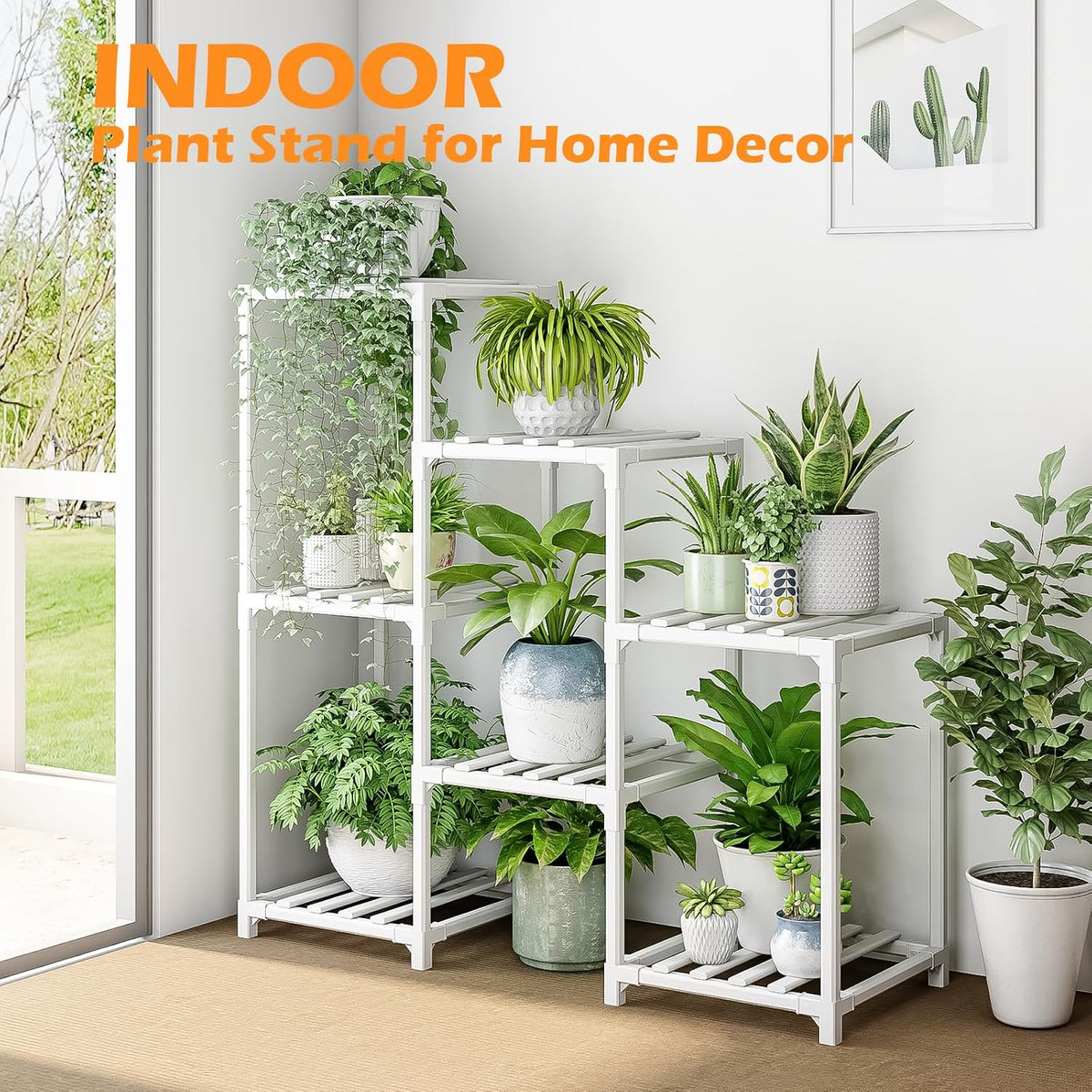 Bamworld Plant Stand Indoor Plant Shelf Outdoor Wood Plant Rack