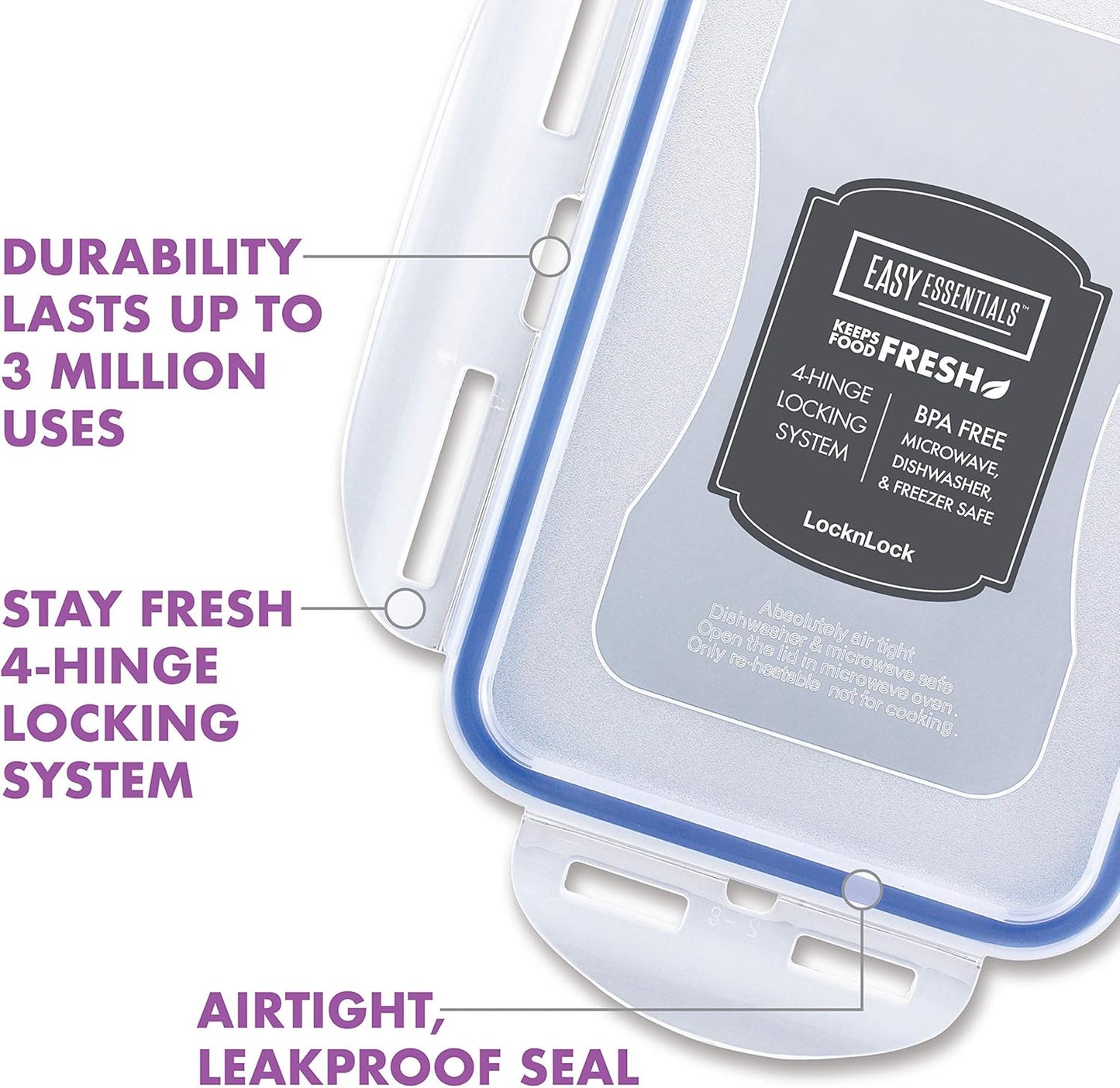 Lock & Lock HPL817S12 Easy Essentials Storage Set/Food Containers Airtight Bins/BPA-Free/Dishwasher Safe, 24 Piece - Clear