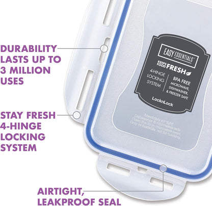 Lock & Lock HPL817S12 Easy Essentials Storage Set/Food Containers Airtight Bins/BPA-Free/Dishwasher Safe, 24 Piece - Clear