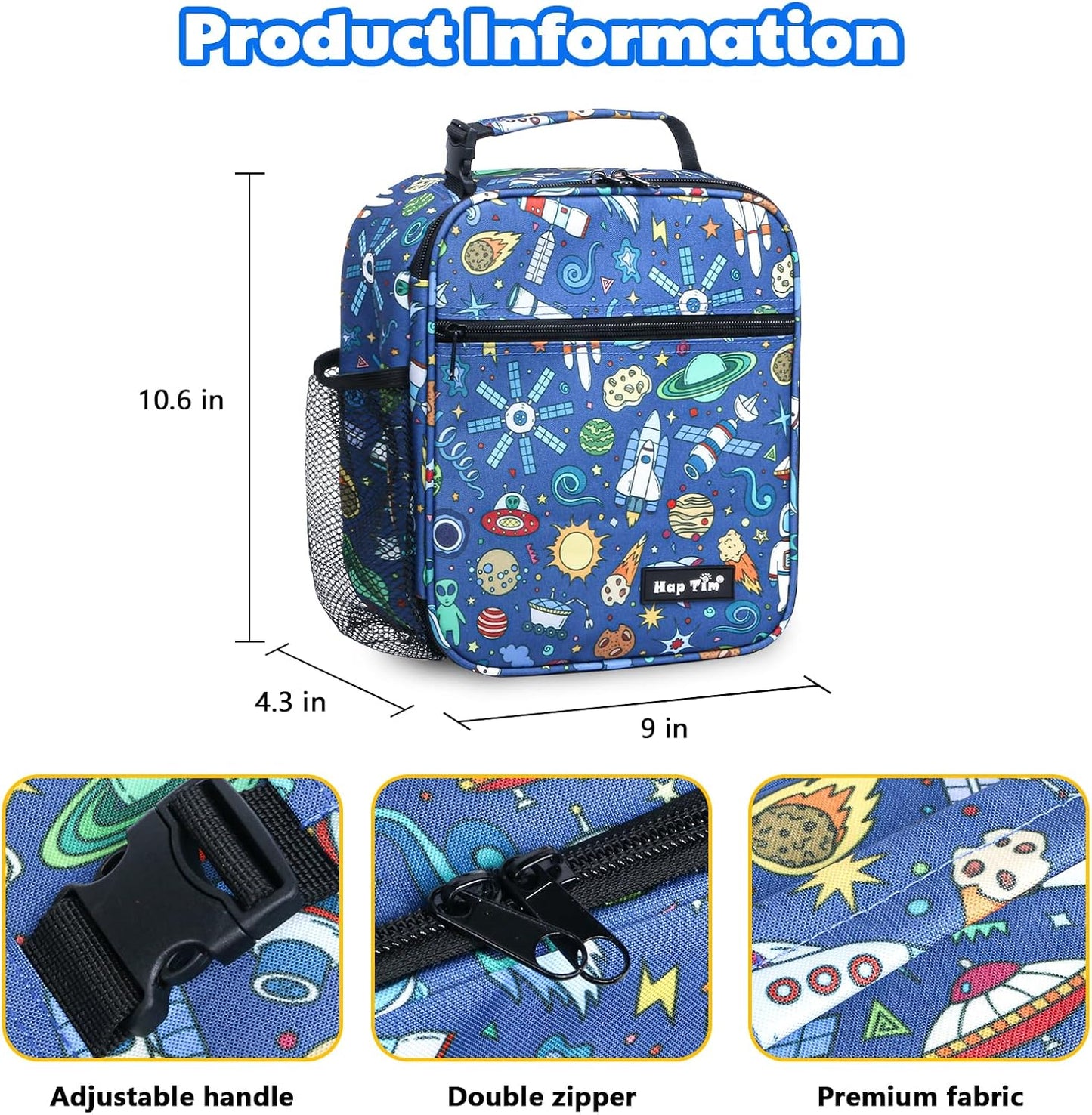 Hap Tim Kids Lunch Box for Girls Boys, Reusable Lunch Bag for Kids, Spacious Lunchbox, Insulated Lunchbag, Purple Unicorn(18654-PP)