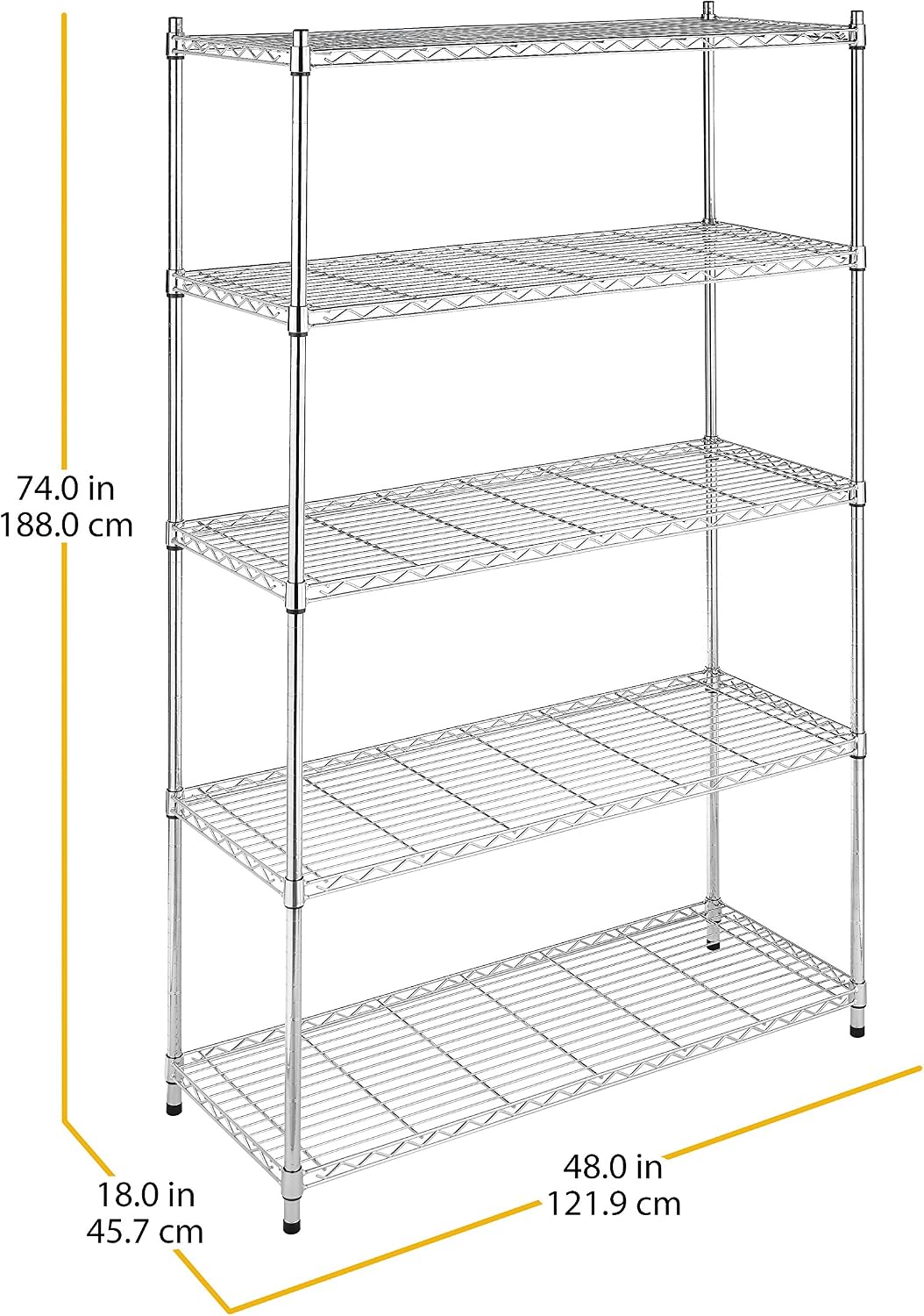 Whitmor 2-Wire Shelving Unit, Metal Storage Shelves, Stacking Shelf with Basket, Easy Assembly Home Organizer for Pantry, Kitchen, Garage, Plant