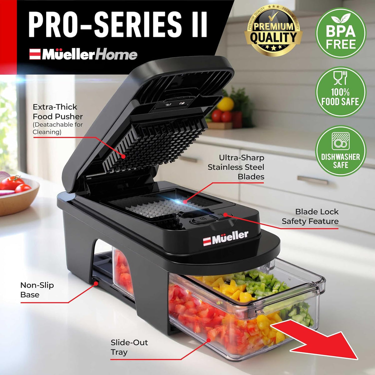 MUELLER HOME Pro-Series 10-in-1 Stainless Steel Multi Vegetable Chopper