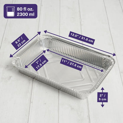 MATANA 25 Pack 10x14 Aluminum Pans, Lasagna Pan Disposable Baking Tin Foil Pan, Half Size Deep Steam Table Pan, Aluminum Tray, Great for Oven Roasting, Chafing, Heating, Serving Food, Parties
