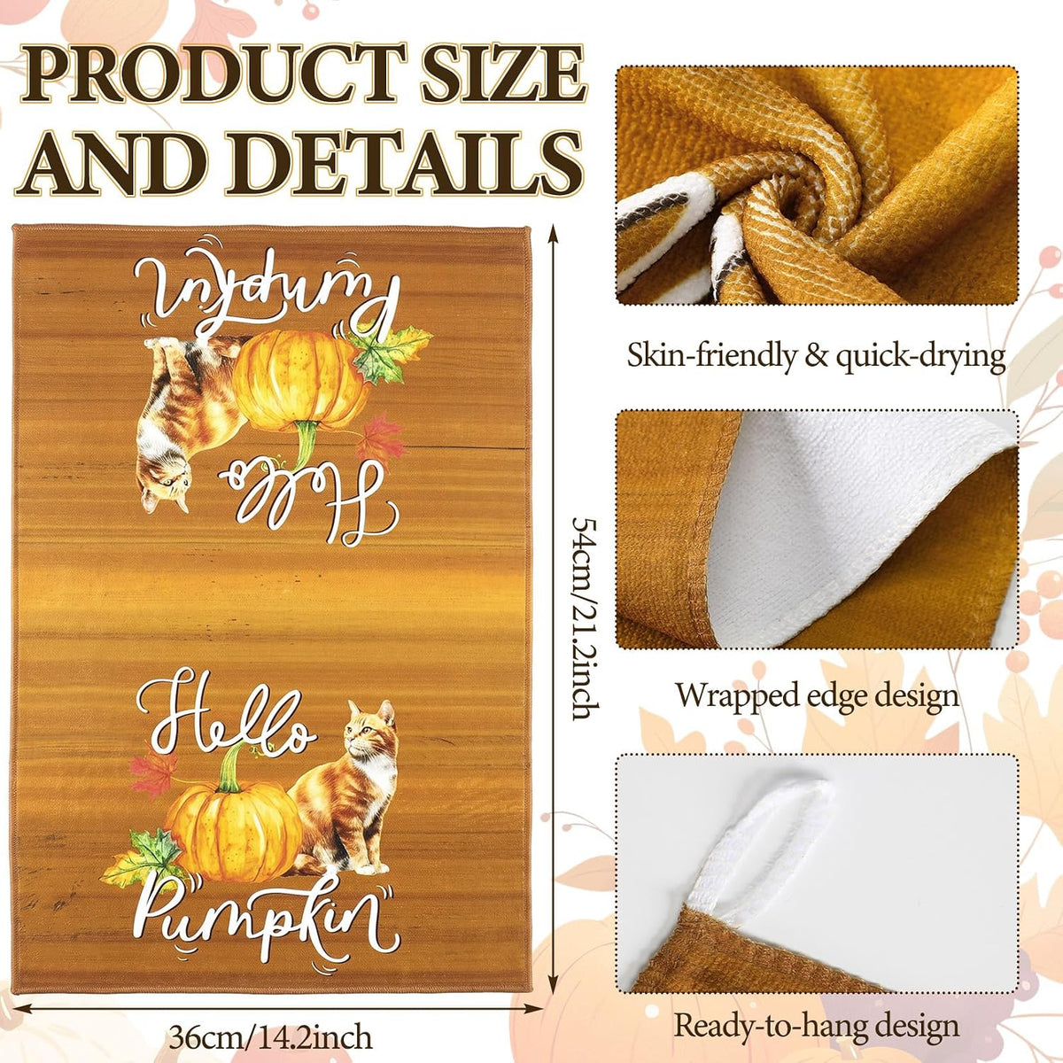 SiliFine 12 Pcs Fall Pumpkin Kitchen Towels Oven Mitts Pot Holders Set
