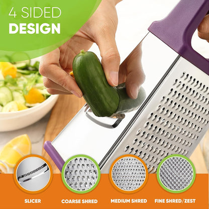 Spring Chef Stainless Steel XL Cheese Grater for Kitchen, Green