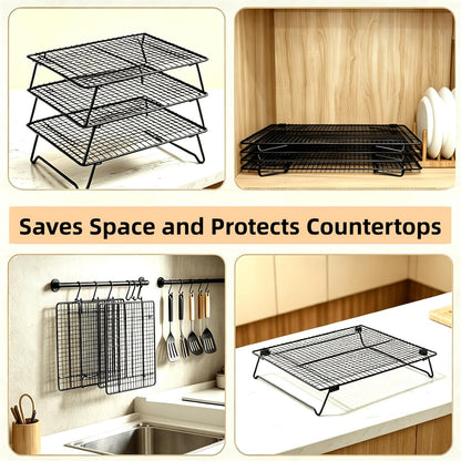 Lanxiu Cooling Racks for Cooking and Baking, 3 Pcs Wire Cooling Rack(Black)