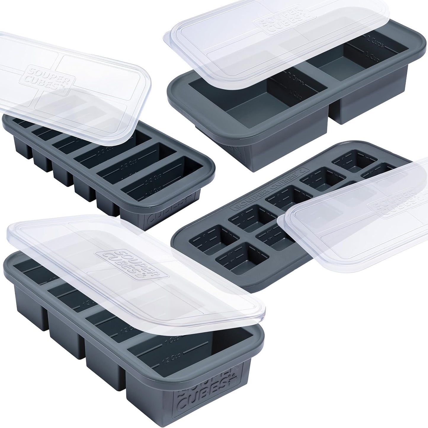 Souper Cubes Silicone Freezer Molds Gift Set, Kale | 2 Tbsp, 1/2 Cup, 1 Cup and 2 Cup Silicone Molds for Food Set, Perfect for Freezing Soup, Grains, Proteins, Herbs and More