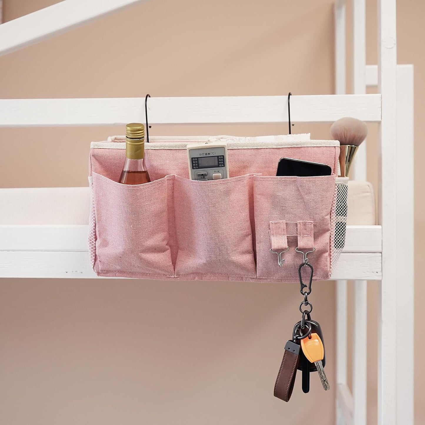 Bedside Caddy/Hanging basket Storage Organizer Bag for Bunk and Hospital Beds,College Dorm Bed，Can be Placed Glasses Books Mobile Phones (Grey 1)