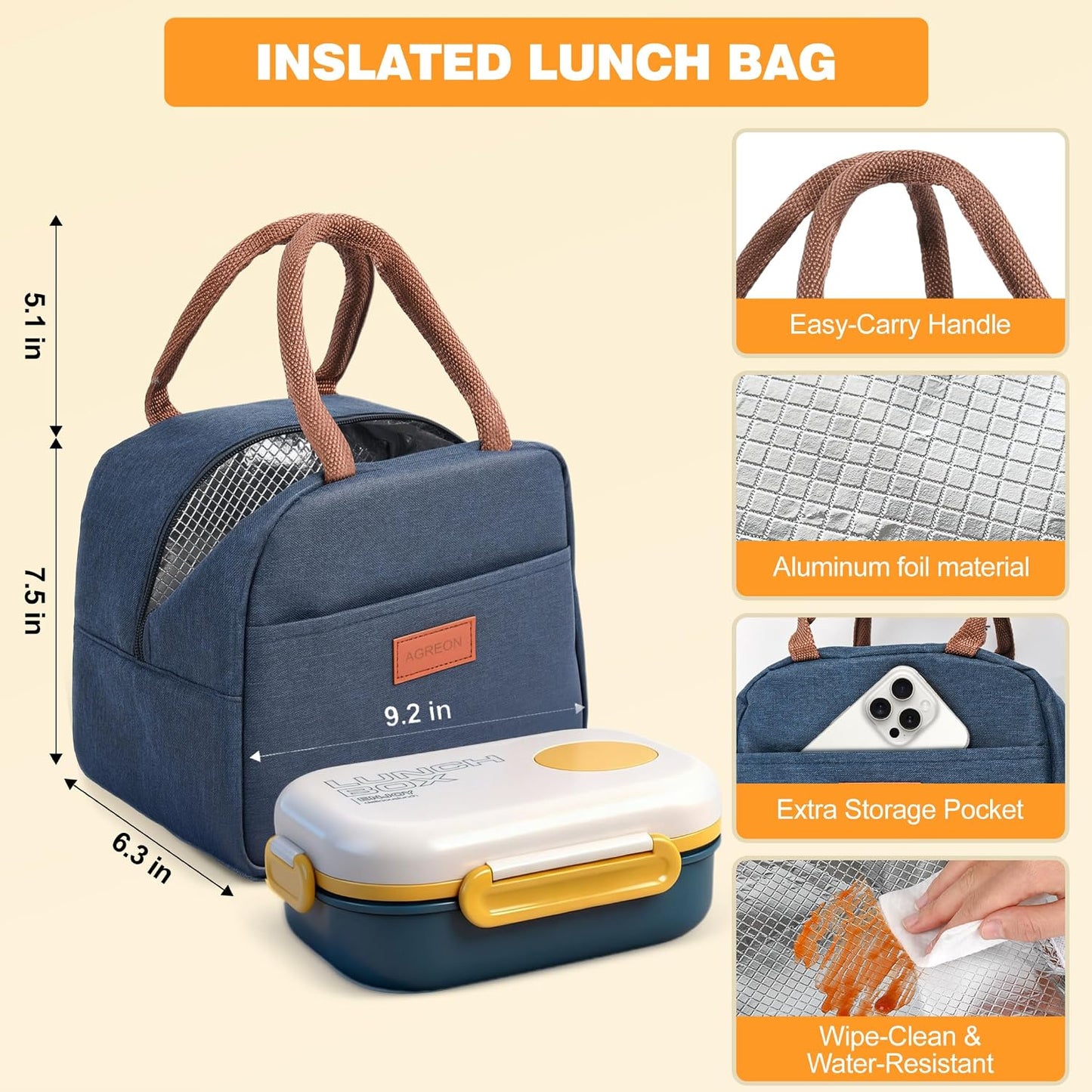 Lunch Bento Box Set - 3 Compartment Containers for Kids and Adults,lunch box for women with Thermo Lunch Bag, Leak-Proof and BPA-Free - Built-in Utensil Set,Sauce - Dishwasher Safe-Claret