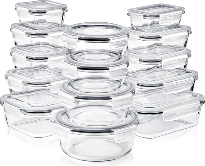 Sorbus 16pc (8 Rectangular 35oz Food Storage Containers and 8 Airtight Lids) – 4.4 Cup Glass Meal Prep Containers, Dishwasher, Freezer, and Oven Safe – Reusable Glass Food Containers for Meal Prep