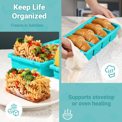 Doasuwish Silicone Freezer Molds for Soup with Lid – 1-Cup Soup Container Style Ice Cube Trays for Freezer, Meal Prep & Food Storage, Freeze 250mL/125mL Portions – 2 Pack