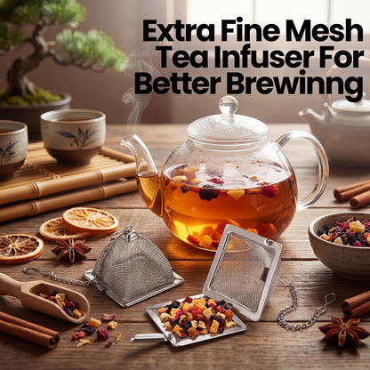 Zopeal Tea Infuser Stainless Steel Strainer with Chain, Medium