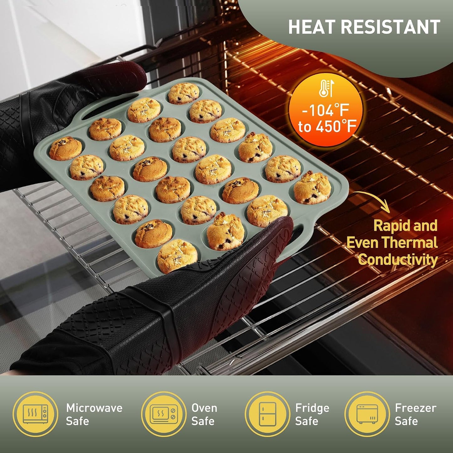 2 Packs 12 Cups Silicone Muffin Pan for Baking with Metal Reinforced Frame Regular Size Cupcake Pan Tray Egg Bites Silicone Cookie Molds Muffin Tin Tart Pans Sheet Set for Oven Dishwasher Safe