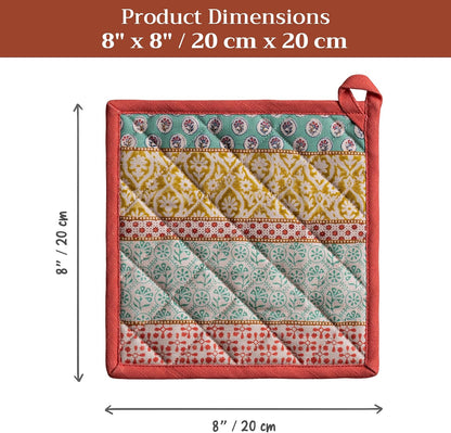Maison d' Hermine 100% Cotton Oven Mitt & Pot Holder Set (7.5"x13" & 8"x8") - Colors C