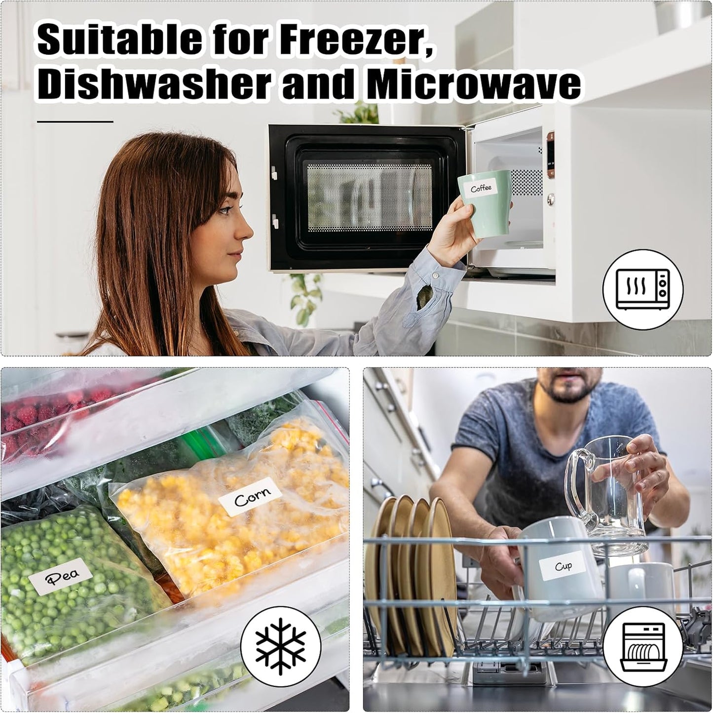 2000 Pcs Removable Freezer Labels, 1" x 2" Blank Label Stickers with Perforation Line Waterproof Oil Resistant Sticker Labels for Food Containers Jars Bottle