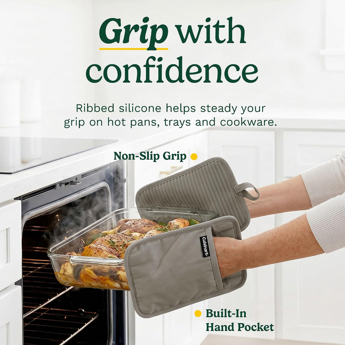 Cuisinart Silicone Pot Holders, Set of 2 7"x9", Heat Resistant 500F