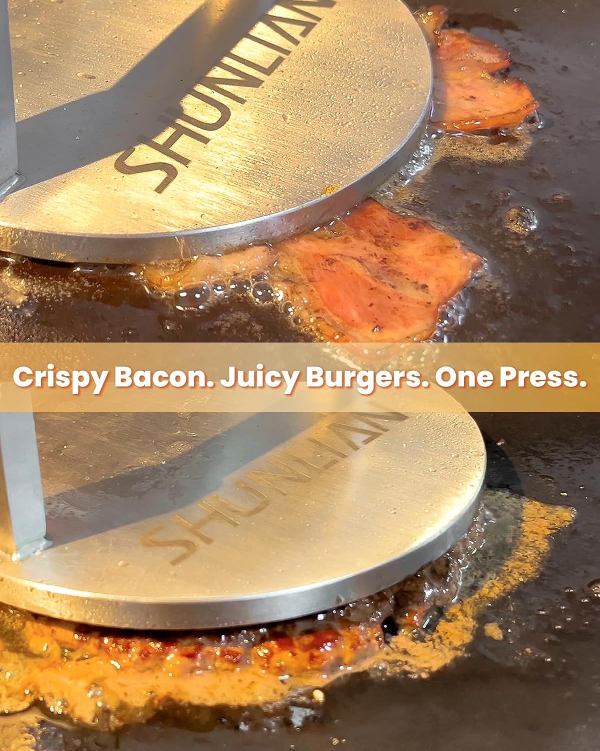 3.1lb Smash Burger Press 6" Stainless Steel Burger Smasher Tool