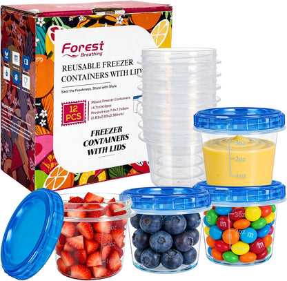 10 Pack 34oz Reusable Freezer Food Storage Containers with Twist Top Lids, Airtight Plastic Meal Prep Food Containers for Leftover Lunch Fruit Salad Oats, Clear Large Soup Container Microwave Safe