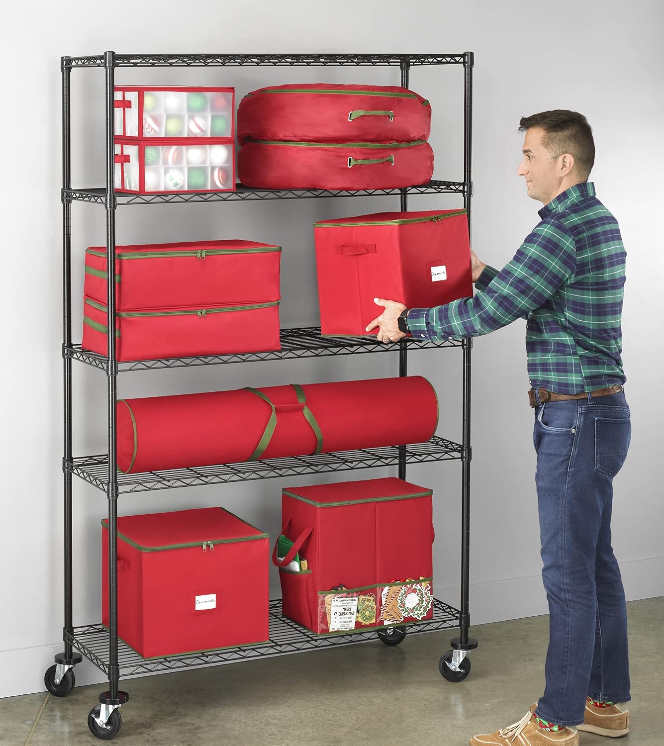 Whitmor 2-Wire Shelving Unit, Metal Storage Shelves, Stacking Shelf with Basket, Easy Assembly Home Organizer for Pantry, Kitchen, Garage, Plant