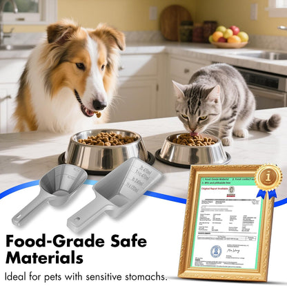 Food Scoop, Cup Capacity Dog Food Scooper With Measuring Lines For Dog, Puppy and Cat Coffee Bean Flour Scoop Set (Grey)