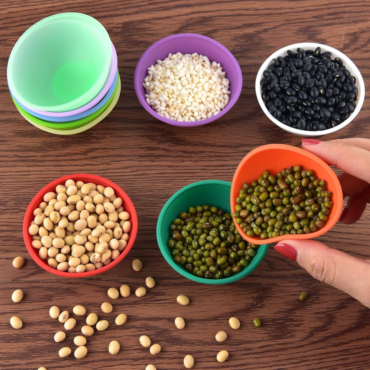 Coopay 16 Pieces Mini Silicone Pinch Bowls Multicolor Heat Resistant Snack Bowls Prep and Serve Bowls, Unbreakable, Flexible, 1.75 Oz (Stripe Colors)