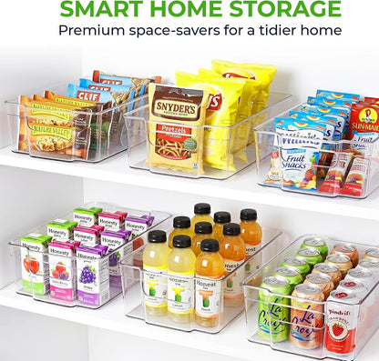 Zulay Kitchen 4 Pack Refrigerator Organizer Bins – Large Clear Fridge Storage Containers with Built-In Handles & Non-Slip Feet - Ideal Fridge Organizers, Kitchen Cabinets, Pantry Organization