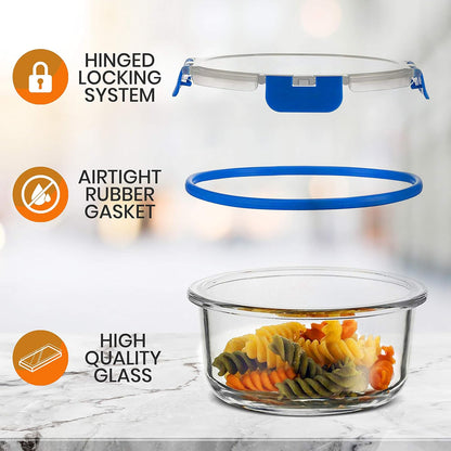 NutriChef 24pcs Glass Food Storage Containers, (12 Stackable Heavy Duty Meal Prep Containers w/ 12 Airtight Lids), Microwave, Freezer, & Dishwasher Safe for Food, Snacks, Fruit & More, (Gray)