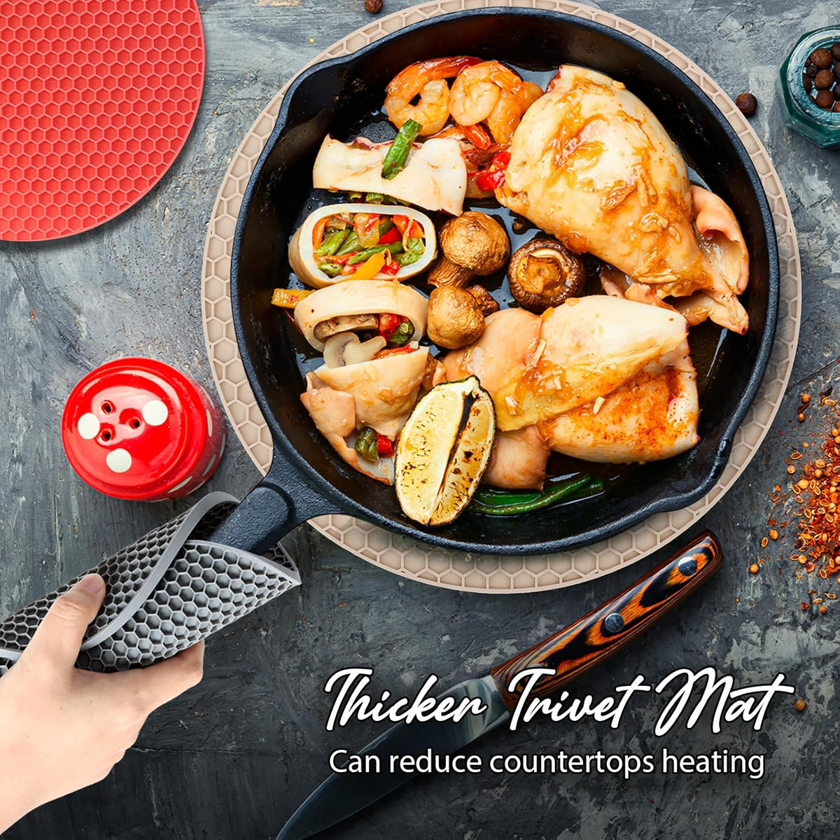 Joyhalo 4 Pack Trivets for Hot Dishes