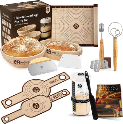 ABIOTO Banneton Baskets with Sourdough Bread Baking Supplies