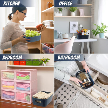 Zopeal Plastic Storage Bins 10 Pcs White Pantry Organizer Bins Small Baskets Storage Containers for Home Kitchen (10 x 7 x 6 Inch)