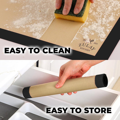 Zulay Kitchen Silicone Baking Mat – 16.5"×11.6" BPA-Free Reusable Baking Sheet, Heat Resistant 480°F – Non-Slip Border, Perfect for Cookies, Bread, Pastries & Oven Use - (Dark Gray)