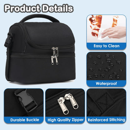 FlowFly Kids Double Decker Cooler Insulated Lunch Bag Large Tote for Boys, Girls, Men, Women, With Adjustable Strap, Unicorn