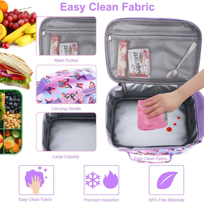 RHCPFOVR Kids Lunch Bag - Insulated Lunch Box for Boys Girls,Washable Lunch Bag and Reusable Toddler Leak-proof Lunchbox for School and Daycare - Colors A