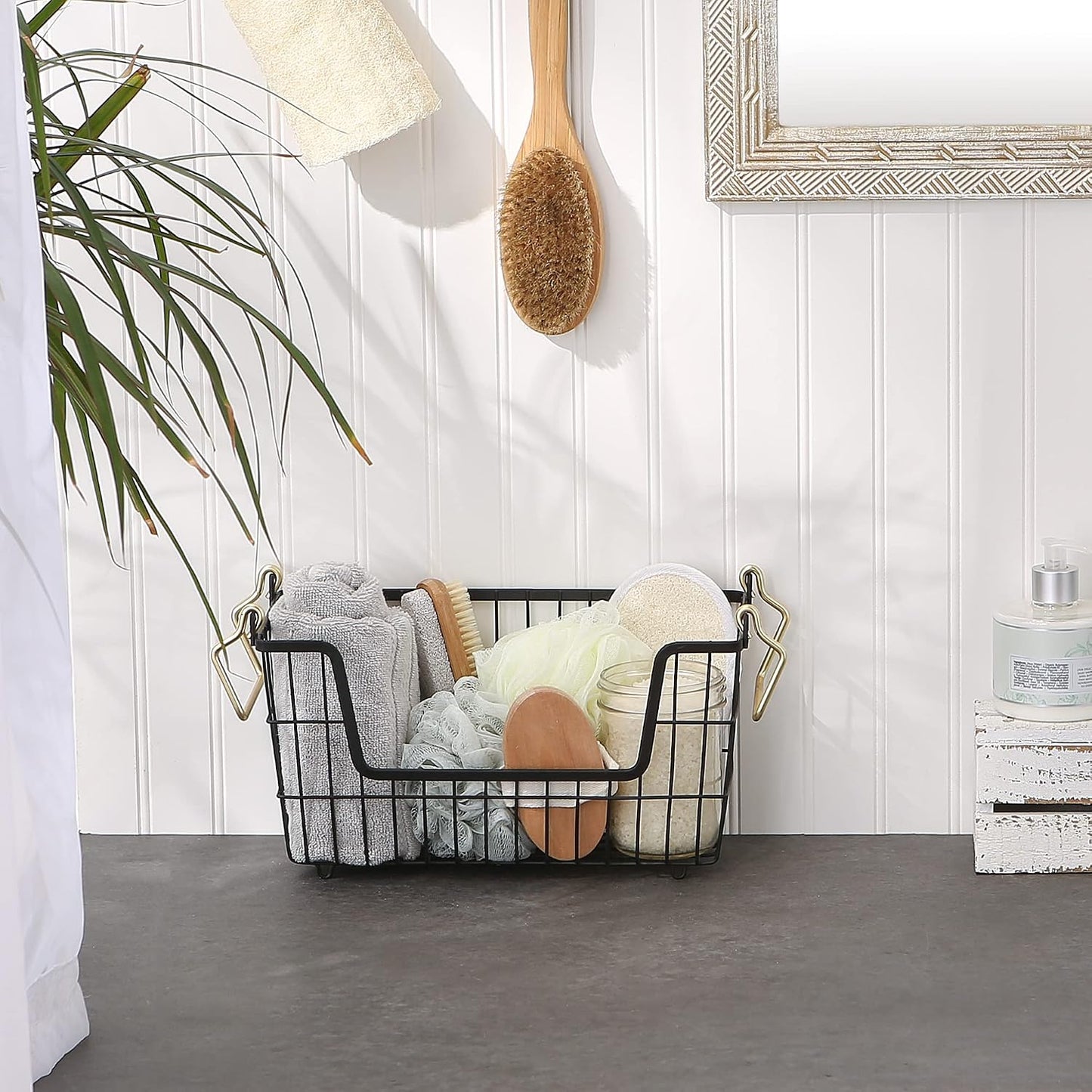DII Metal Wire Mesh Stackable Utility Storage Bin, Small Round, 12x12x10", Bronze