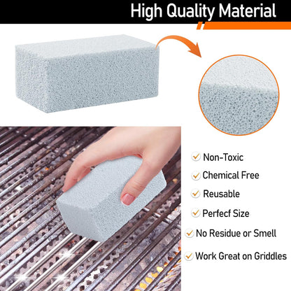 Heavy Duty Griddle Cleaning Brick with Handle, Grill Cleaner for Cleaning Flat top, Pumice Griddle Cleaning Stone Removing Stains for BBQ, Swimming Pool, Sink (5 Pack)