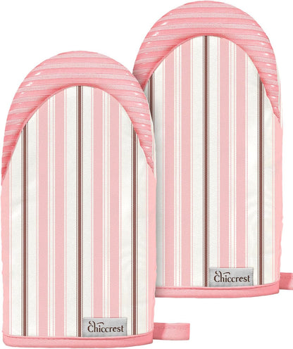 100% Thick Cotton Mini Oven Mitts Silicone Grip Lemon & Birds