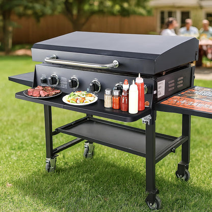 Upgraded Grill Table for Weber Kettle 22"/18"/26", Master Touch 22", Smokey Mountain, Recteq Pellet Grill RT-B380, Prep Station with Cutting Board, Basin, 4 Hooks, Shelf for Weber Kettle Accessories