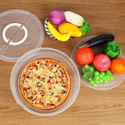 Pizza Storage Container Set, Reusable Pizza Container for Leftover Pizza, Pie Carrier with Lid and Handle, Pie Storage Container & Pie Holder(2/3 Pack + Egg Tray) (2 containers with egg tray)