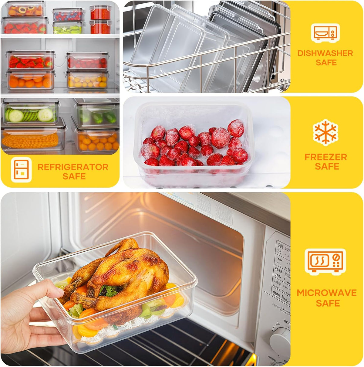 JSCARES 62 PCS Large Food Storage Containers with Lids Airtight (31 Lids & 31 Containers)- Reusable Plastic Leakproof Meal-Prep Container for Kitchen Storage Organization Microwave/Dishwasher Safe